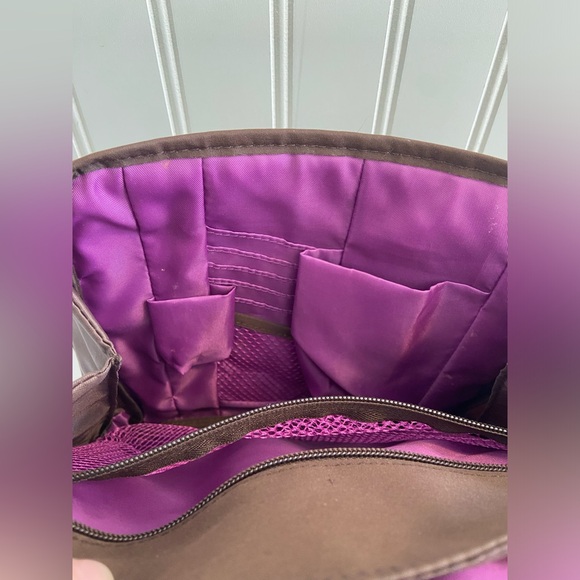 Travelon Cross Body Anti Theft Travel Bag Brown Pink Lining Polyester Nylon - Picture 11 of 16